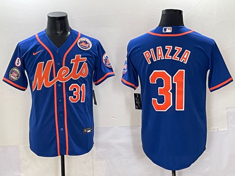 Men 2025 New York Mets #31 Piazza Blue Game Nike MLB Jersey style 04